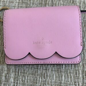 Kate Spade  wallet wristlet Pink Scallop Card Holder Leather Small Wallet